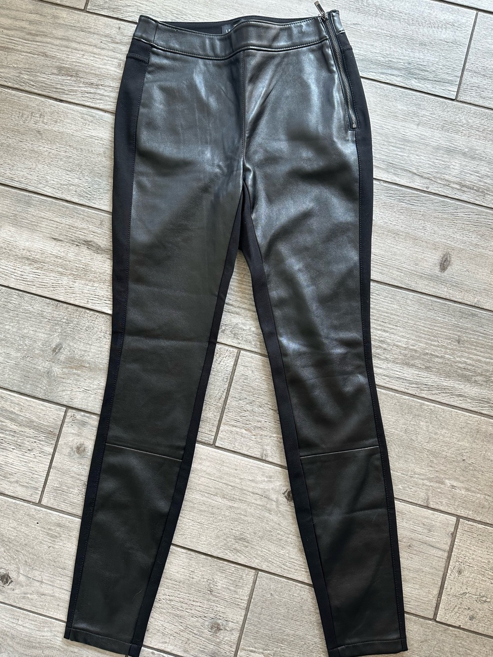White House Black Market The Legging Faux Leather Panel Zip Skinny Pants 00